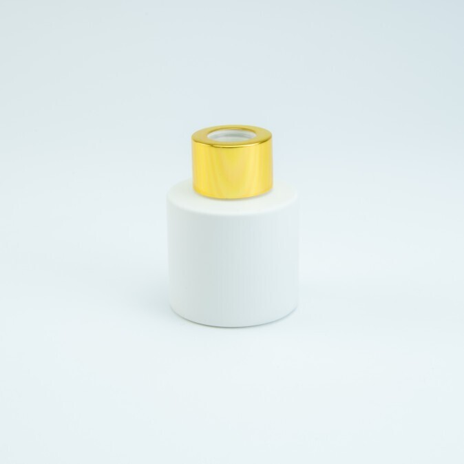 Parfumflesje Cylinder Wit Met Gouden Schroefdop - 50 Ml