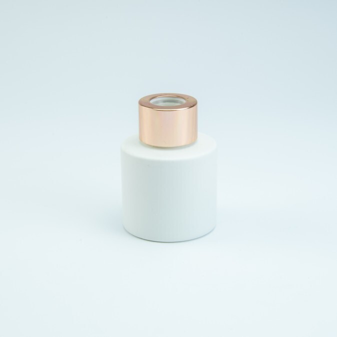 Parfumflesje Cylinder Wit Met "Rose Gold" Schroefdop - 50 Ml