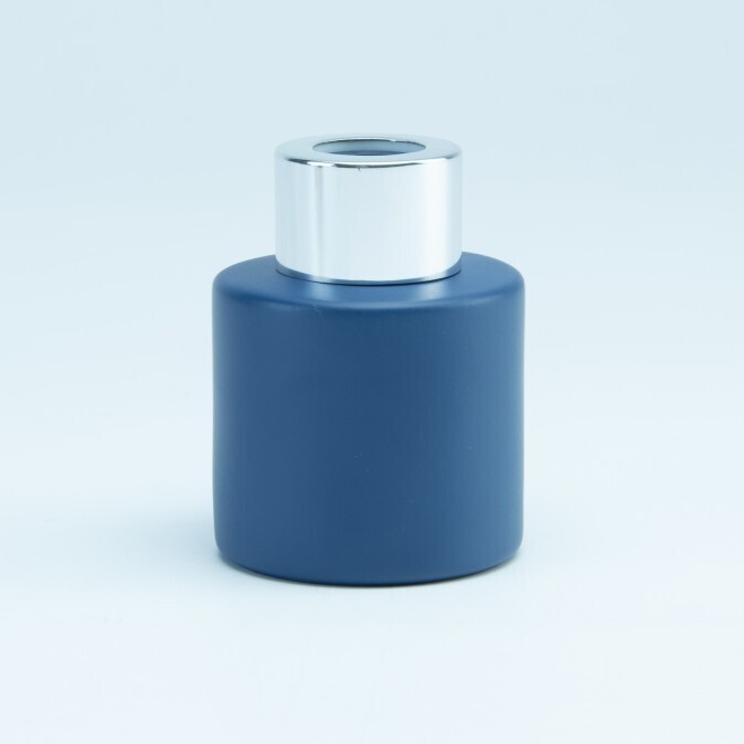Parfumflesje Cylinder Marineblauw Met Zilveren Schroefdop - 50ml