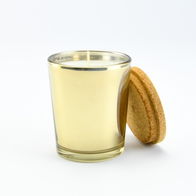 Klein geurkaarsje Goudkleur Glas Kurkdeksel - Jasmijn