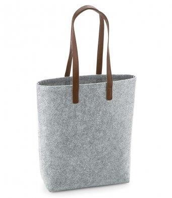 Premium Felt Bag - Grey Melange/Tan