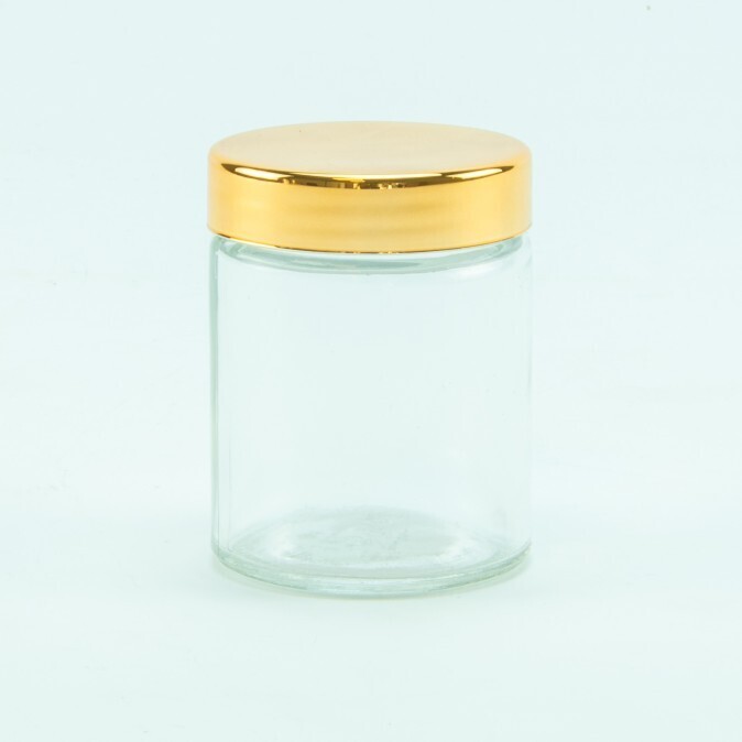 Cylinderpotje Transparant Met Gouden Schroefdeksel - 80 Ml