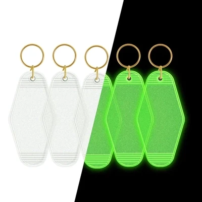Motel Keychains Blanks (5stuks) - Clear glow in the dark green