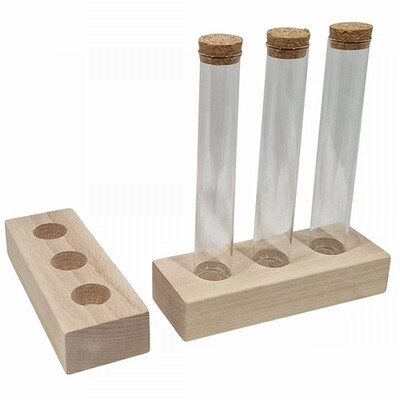 Standaard voor 3 proefbuisjes beuken; incl 3 proefbuisjes