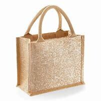Shimmer Jute Mini Gift Bag - Natural/Gold
