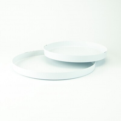 Set van 2 metalen dienbladen rond - Wit