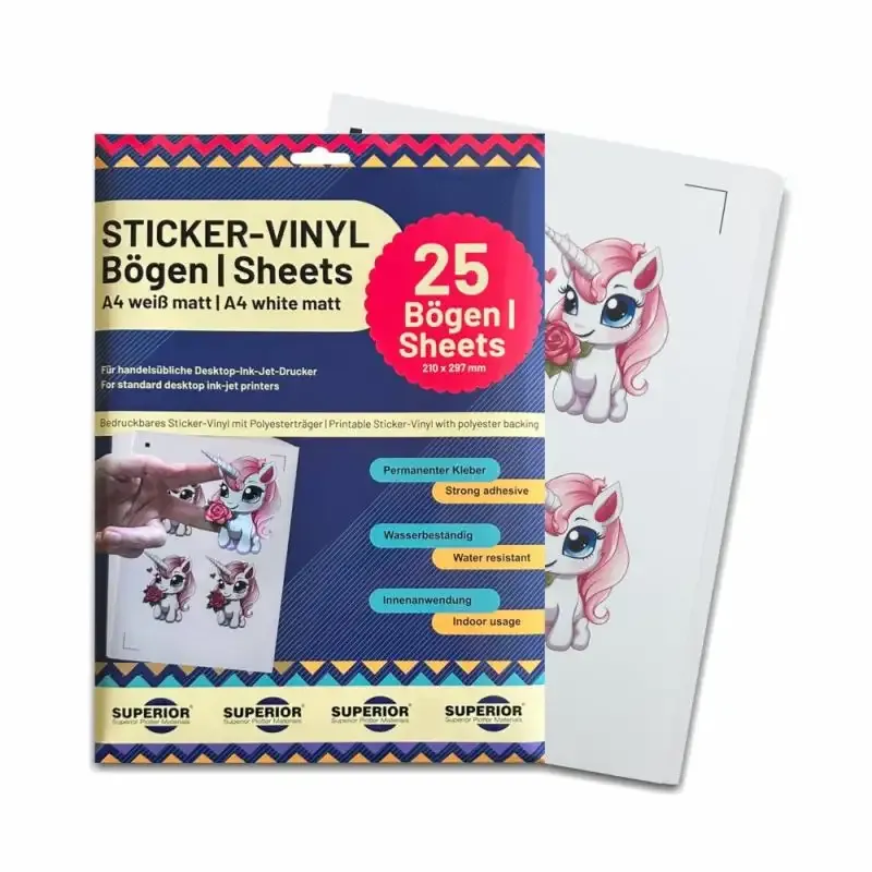 SUPERIOR Sticker-Vinyl white matt - A4 - 25 Sheets