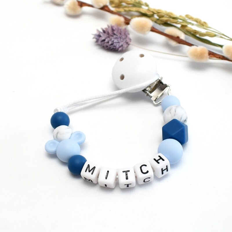 Speenkoord Muis Licht Blauw Naam