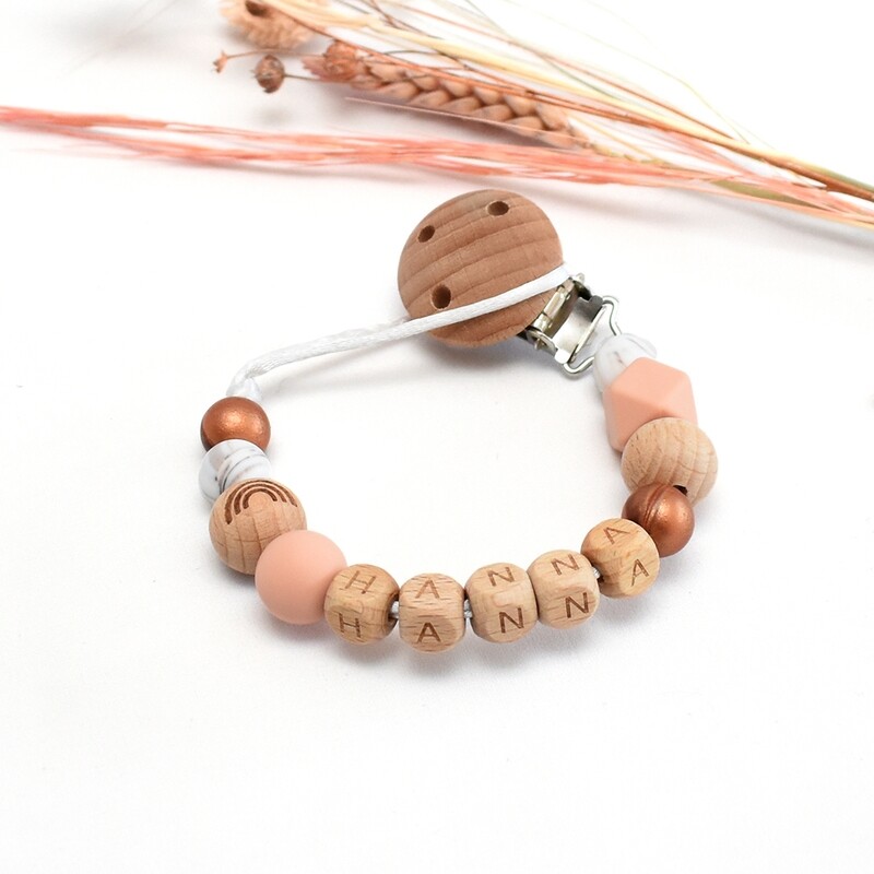 Speenkoord Met Naam Regenboog Hout