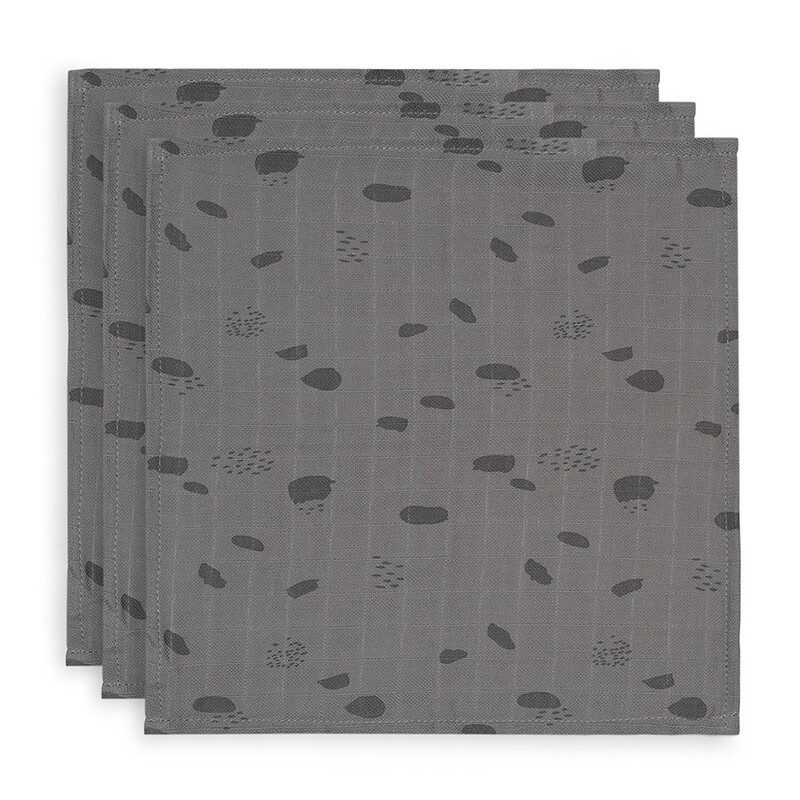 Jollein Monddoekje Hydrofiel Spot Storm Grey (3pack)