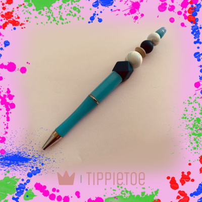 Pen met kralen Blauw