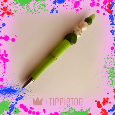 Pen met kralen Groen