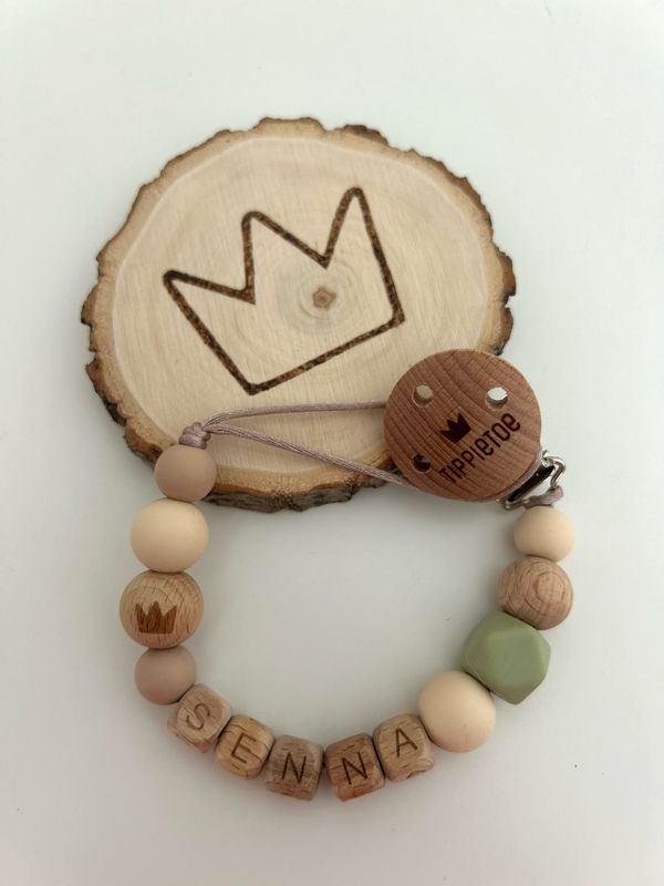 Speenkoord met naam neutraal-groen