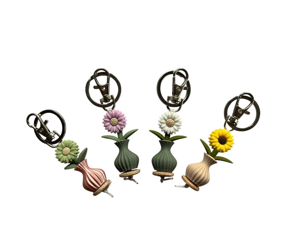 Sleutelhanger vaasje met bloem Sleutelhanger vaasje met bloem