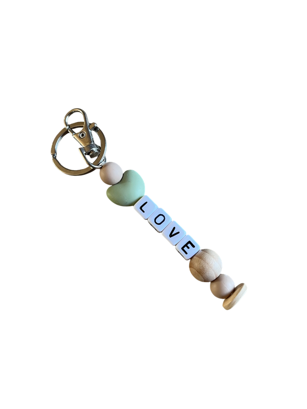 Sleutelhanger Hart Groen/Beige