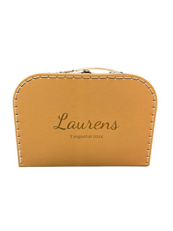 Koffertje babynaam en geboortedatum