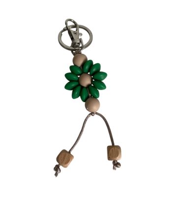 Sleutelhanger bloem groen/donkerbeige Sleutelhanger bloem groen/donkerbeige
