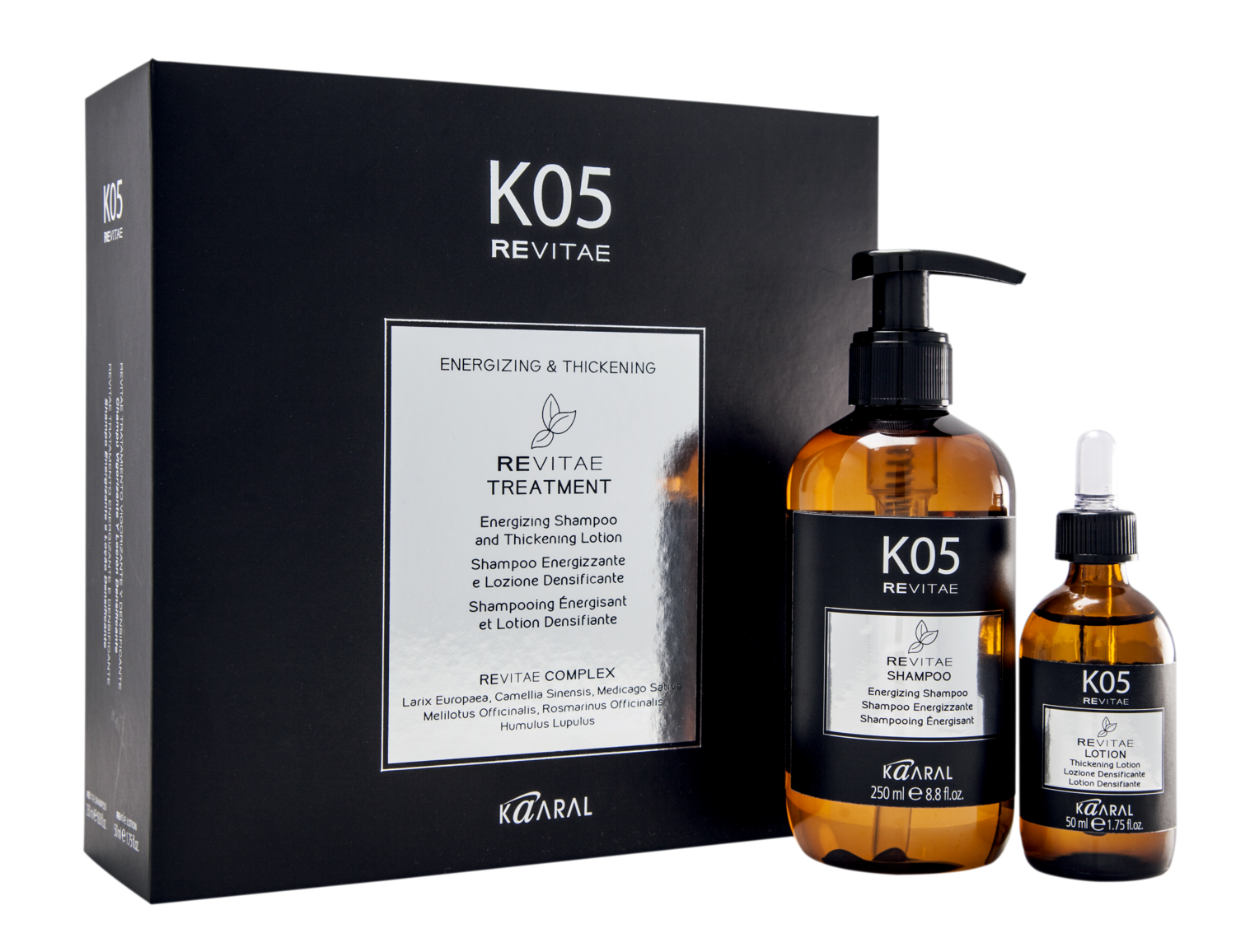 KAARAL K05 REVITAE Trattamento Energizzante e Densificante Kit Shampoo 250ML + Lozione 50ML