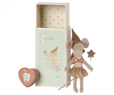 MAILEG Tooth fairy mouse in matchbox - Rose