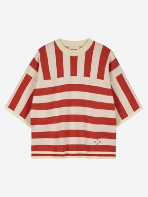 BOBO CHOSES ADULT Striped short sleeve knitted sweater