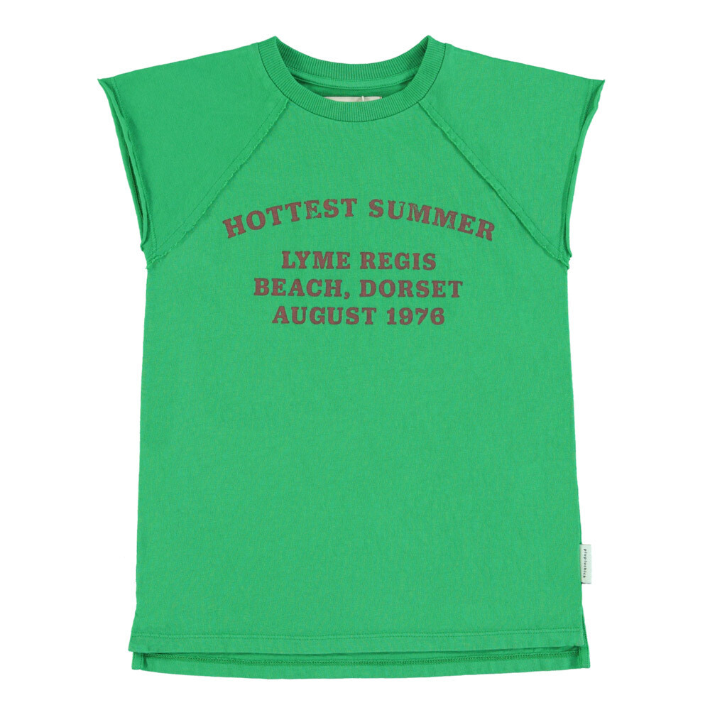 PIUPIUCHICK t-shirt dress | green w/ "hottest summer" print