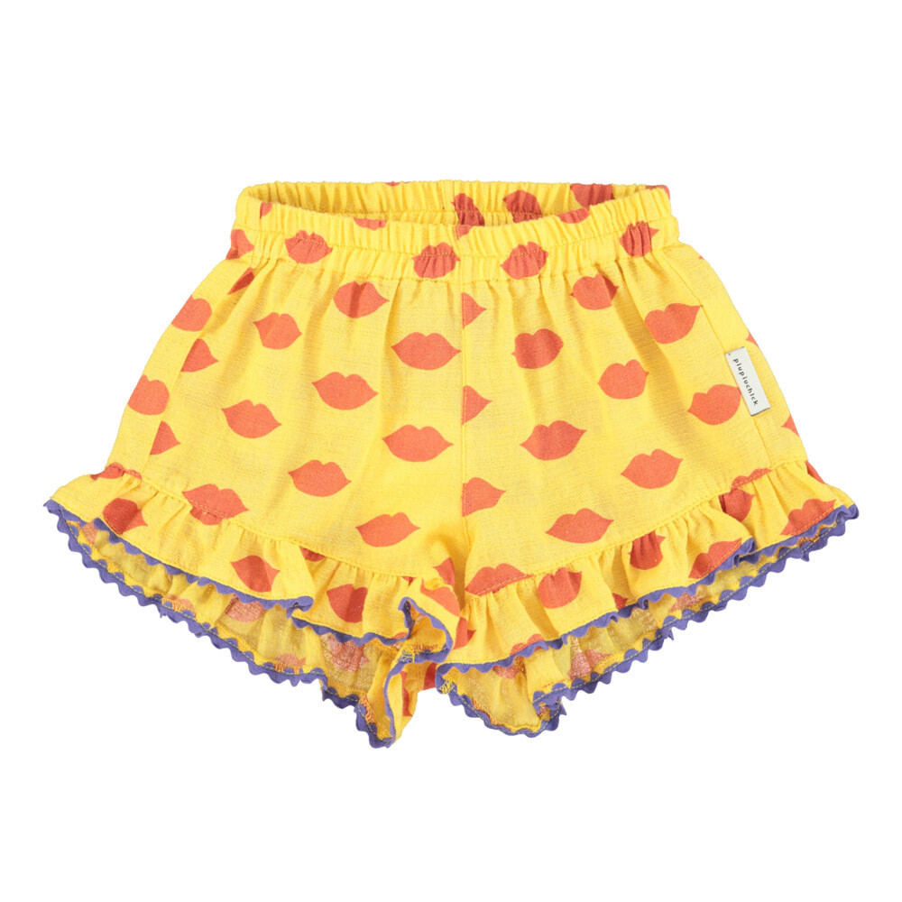 PIUPIUCHICK shorts w/frills | yellow w/ red lips