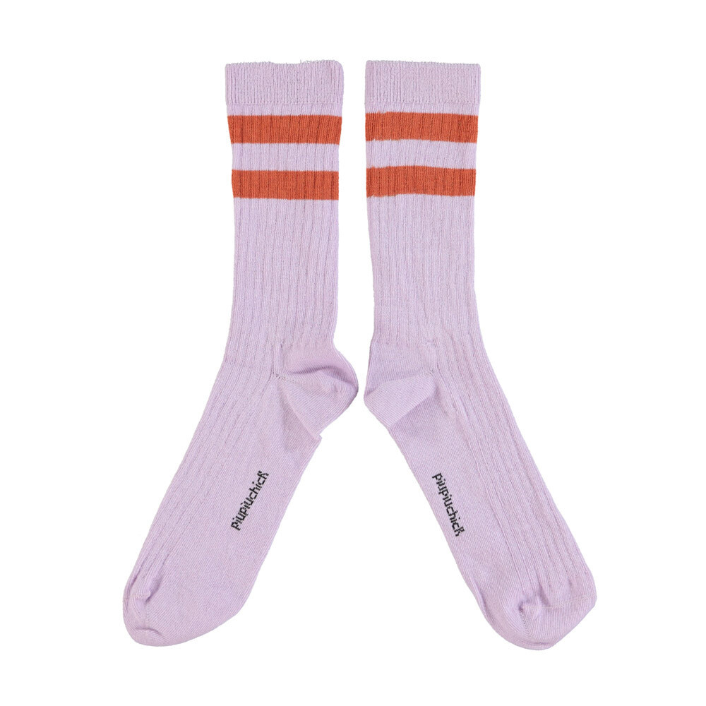 PIUPIUCHICK socks | lavender w/ terracotta stripes