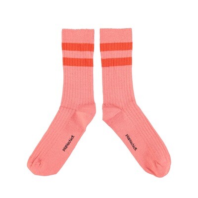 PIUPIUCHICK socks | pink w/ orange stripes