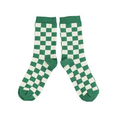 PIUPIUCHICK socks | ecru & green checkered