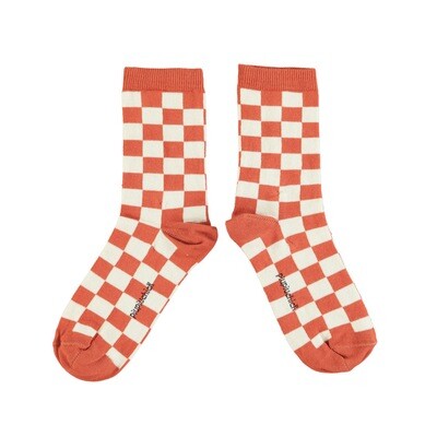 PIUPIUCHICK socks | ecru & terracotta checkered