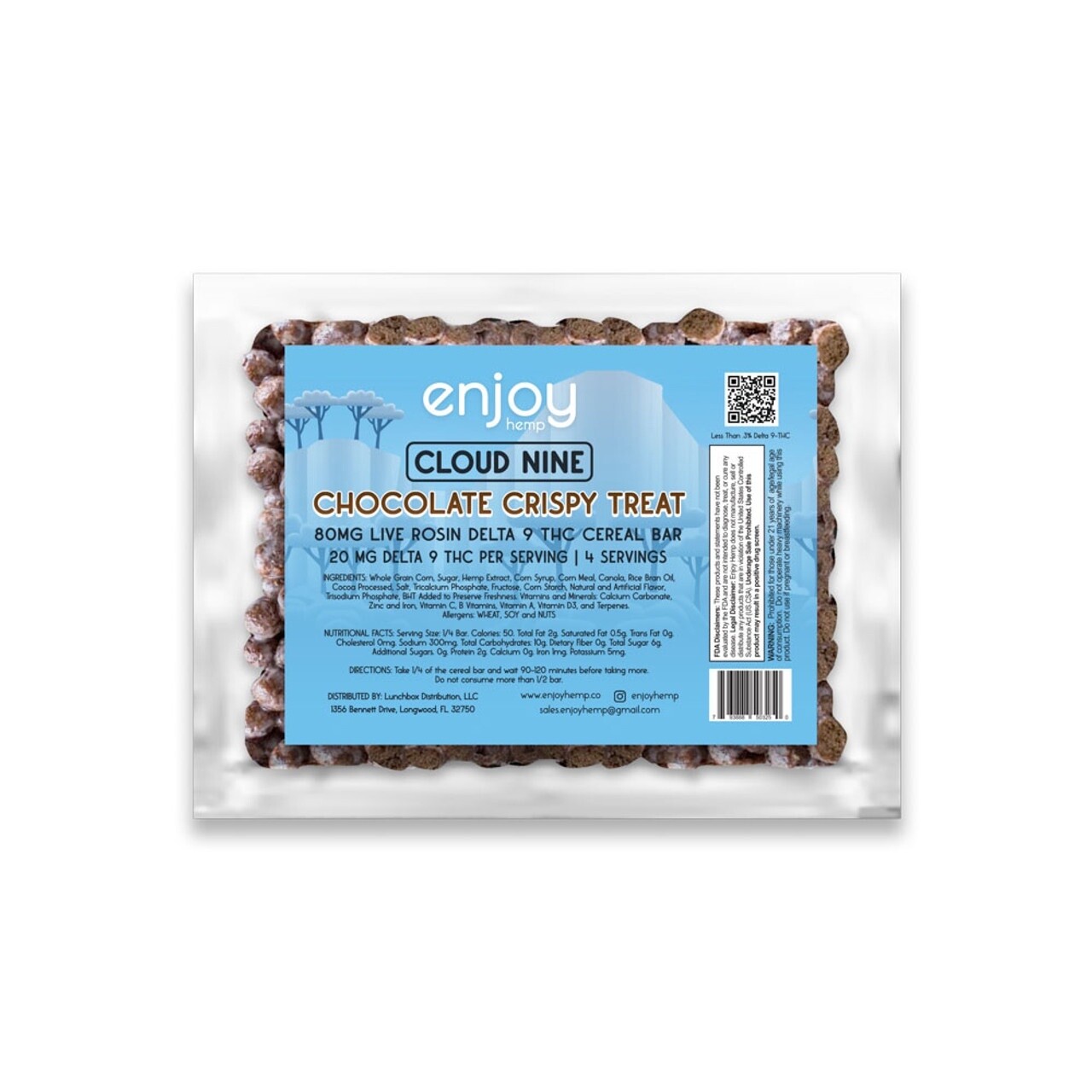 Enjoy: Cloud Nine Live Rosin 80mg Delta 9 THC Chocolate Cereal Bar (Hybrid)