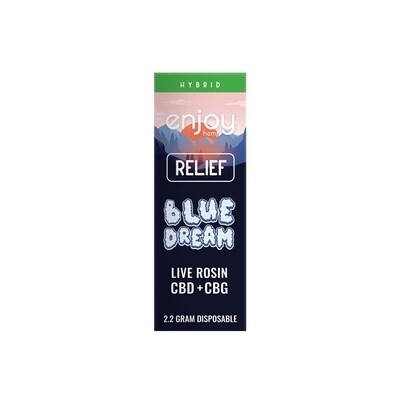 Disfrute: Live Rosin Relief CBD + CBG 2.2g Vape desechable - Blue Dream