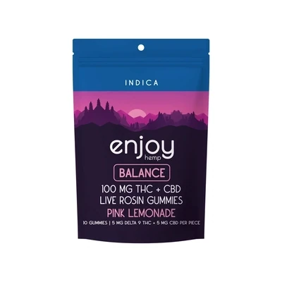 Disfrute: Balance Live Rosin Microdose THC + CBD Pink Lemonade Gummies