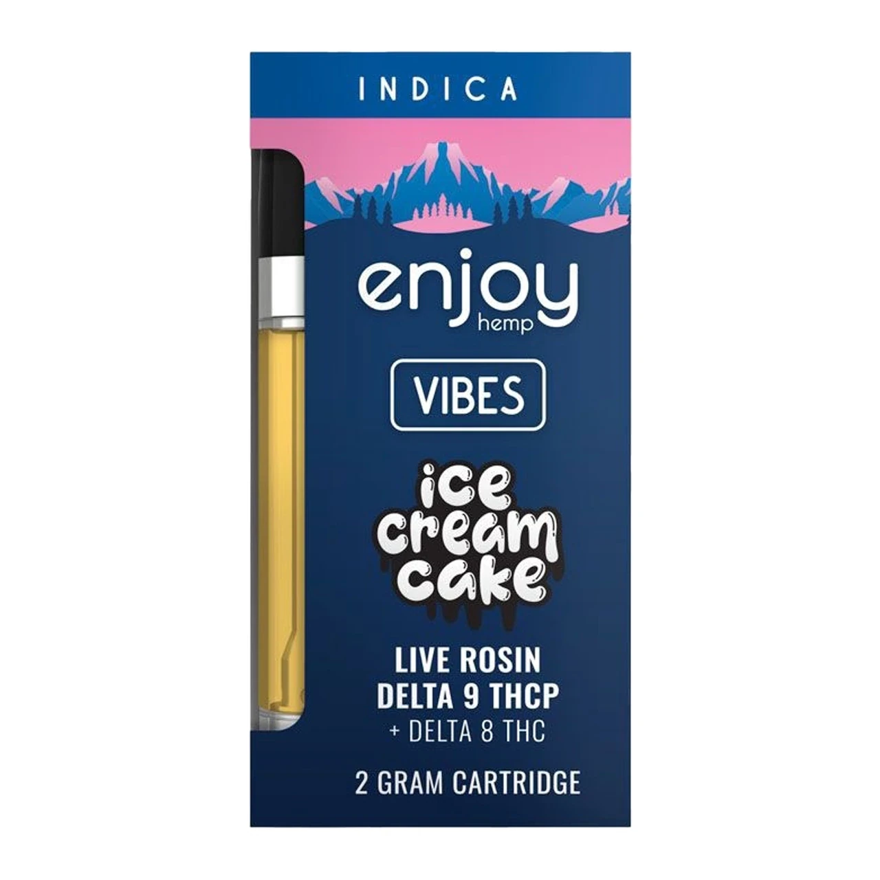 Enjoy: Vibes Delta 9 THCp + Delta 8 THC Live Rosin Ice Cream Cake Vape Cartridge