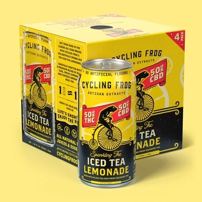 Cycling Frog: limonada con agua mineral con té helado con THC + CBD espumoso, paquete de 4