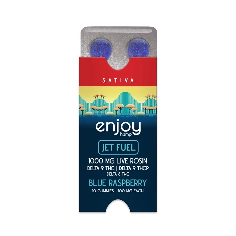 Enjoy: 100mg THC + THCp Live Rosin Jet Fuel Gummies - Blue Raspberry