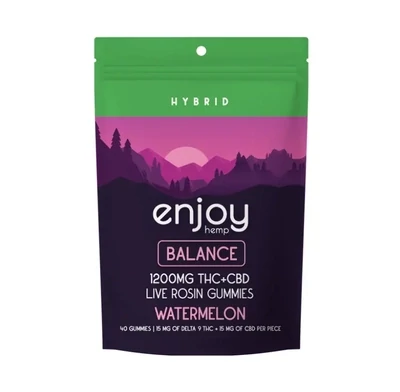 Enjoy: 15mg Live Rosin Delta 9 THC + CBD Gummies Balance