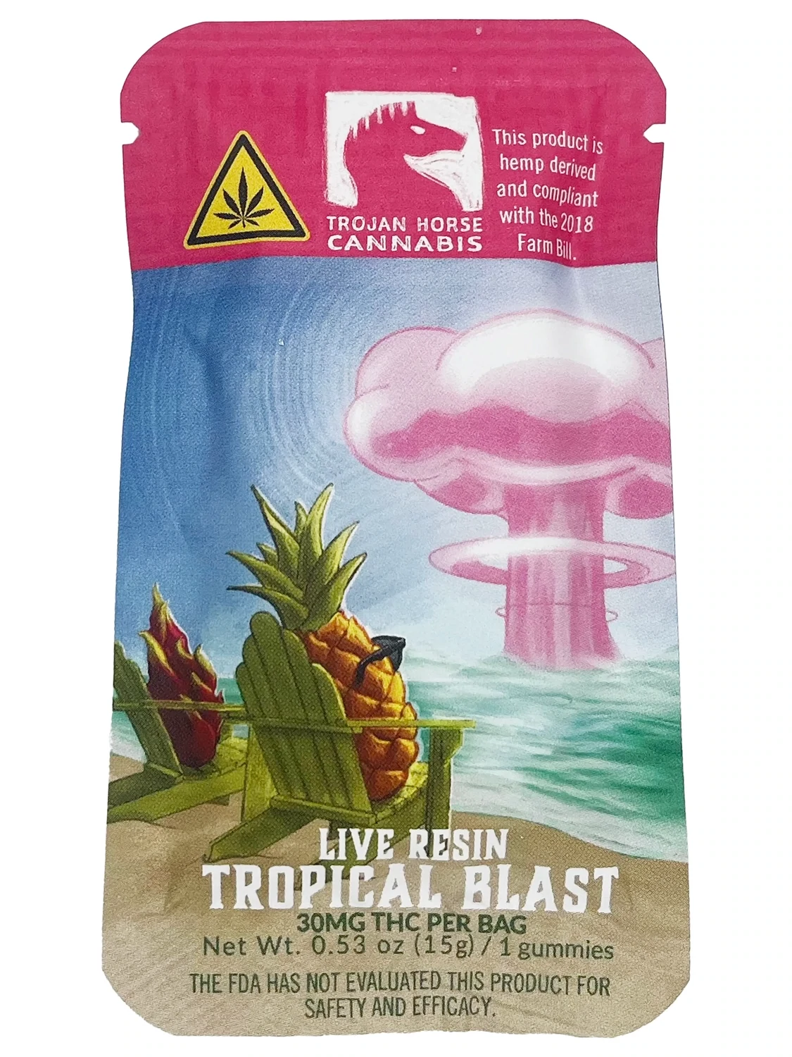 Trojan Horse Cannabis: 30mg THC Live Resin Tropical Blast Gummy - Single