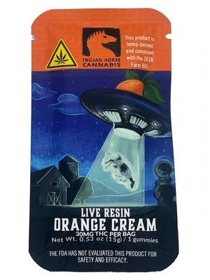 Trojan Horse Cannabis: 30mg THC Live Resin Orange Cream Gummy - Single