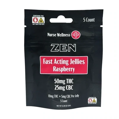 Nurse Wellness: 10mg Delta 9 THC + 5mg CBC Zen Raspberry 5ct Gummies
