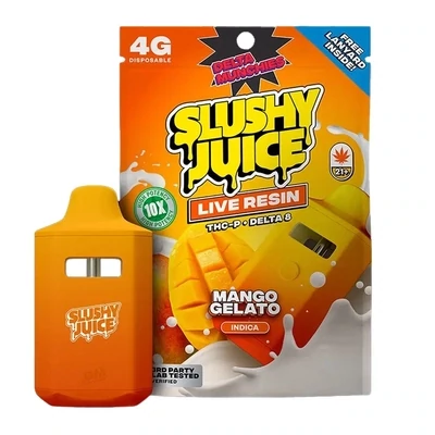 Slush juice mango gelato packaging and vape

