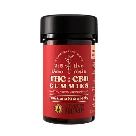 Cypress Hemp: Louisiana Strawberry Sativa 8mg THC & 20mg CBD Gummies