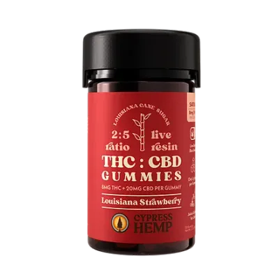 Cypress Hemp: Louisiana Strawberry Sativa 8mg THC & 20mg CBD Gummies