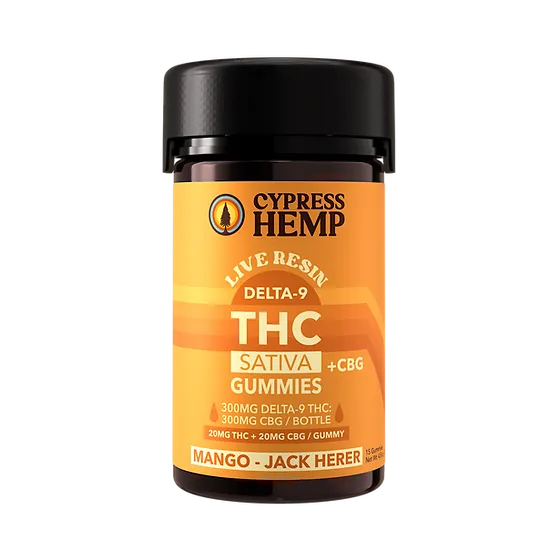 Cypress Hemp: Live Resin 1:1 THC & CBG Sativa Mango Gummies