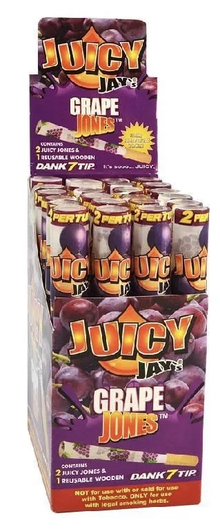 Juicy Jay's: Pre-Rolled Cones with Wood Tip 2pk | Grape Jones