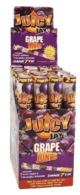 Juicy Jay's: Pre-Rolled Cones with Wood Tip 2pk | Grape Jones