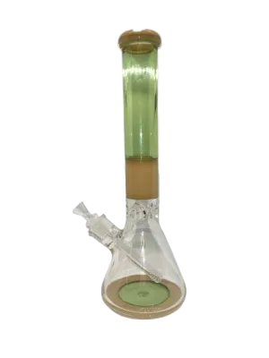 The Emerald Elegance: 14" Green and Clear Bong with Thick 5mm Glass and 15" Tall