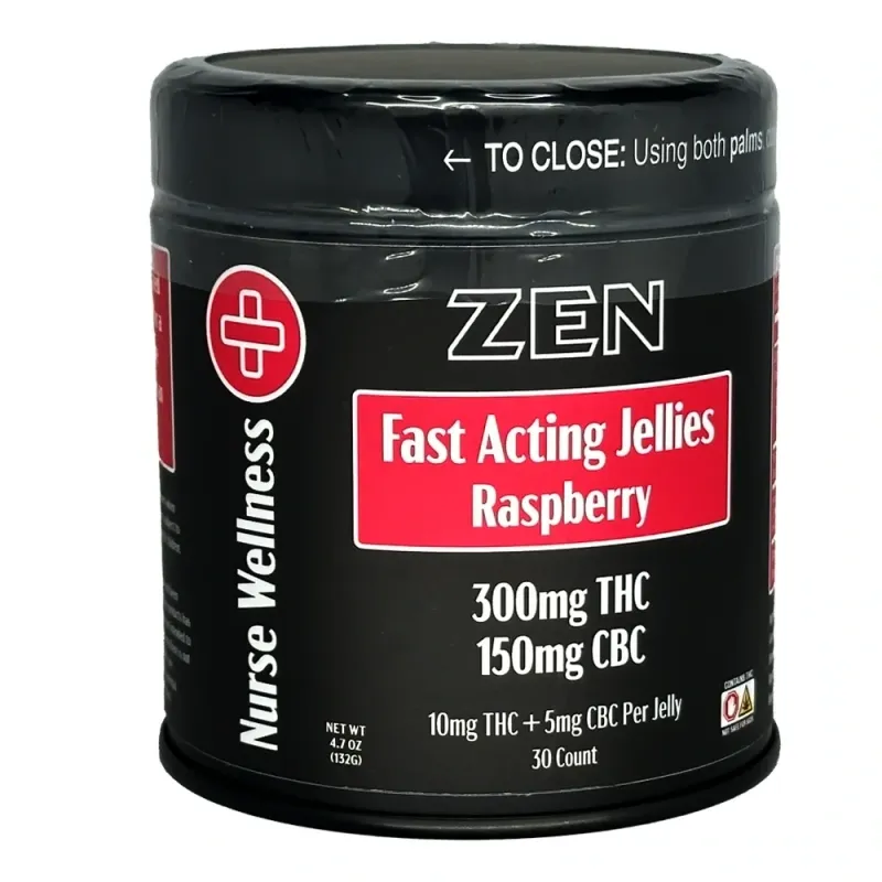 Nurse Wellness: 10mg Delta 9 THC & 5mg CBC Zen Raspberry 30ct Gummies