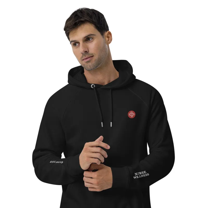 Simple Nurse Wellness  Logo Eco Raglan Hoodie - Black