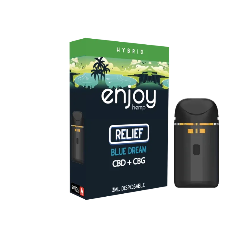 Enjoy: Live Rosin Relief CBD + CBG 3g Disposable Vape- Blue Dream